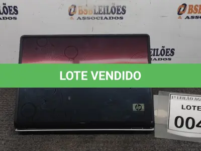 LOTE 004 - 01 NOTEBOOK MARCA HP. (NO ESTADO) ATENÇÃO! FAZER A VISITAÇÃO ANTES DE ARREMATAR, NÃO SABEMOS SE FUNCIONA. LEILÃO NÃO TEM GARANTIA E NEM DEVOLUÇÃO, SUJEITO A POSSÍVEIS AVARIAS VISÍVEIS/OCULTAS E/OU AUSÊNCIA DE COMPONENTES.