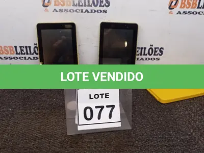 LOTE 077 - 02 TABLETS MARCA CCE. (NO ESTADO) ATENÇÃO! FAZER A VISITAÇÃO ANTES DE ARREMATAR, NÃO SABEMOS SE FUNCIONA. LEILÃO NÃO TEM GARANTIA E NEM DEVOLUÇÃO, SUJEITO A POSSÍVEIS AVARIAS VISÍVEIS/OCULTAS E/OU AUSÊNCIA DE COMPONENTES.