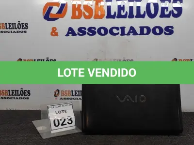LOTE 023 - 01 NOTEBOOK MARCA SONNY. (NO ESTADO) ATENÇÃO! FAZER A VISITAÇÃO ANTES DE ARREMATAR, NÃO SABEMOS SE FUNCIONA. LEILÃO NÃO TEM GARANTIA E NEM DEVOLUÇÃO, SUJEITO A POSSÍVEIS AVARIAS VISÍVEIS/OCULTAS E/OU AUSÊNCIA DE COMPONENTES.