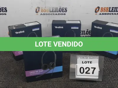 LOTE 027 - 04 HEADSET COM MICROFONE MARCA YEALINK. (NO ESTADO) ATENÇÃO! FAZER A VISITAÇÃO ANTES DE ARREMATAR, NÃO SABEMOS SE FUNCIONA. LEILÃO NÃO TEM GARANTIA E NEM DEVOLUÇÃO, SUJEITO A POSSÍVEIS AVARIAS VISÍVEIS/OCULTAS E/OU AUSÊNCIA DE COMPONENTES.