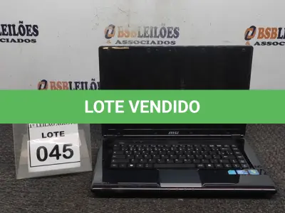 LOTE 045 - 01 NOTEBOOK MARCA MSI. (NO ESTADO) ATENÇÃO! FAZER A VISITAÇÃO ANTES DE ARREMATAR, NÃO SABEMOS SE FUNCIONA. LEILÃO NÃO TEM GARANTIA E NEM DEVOLUÇÃO, SUJEITO A POSSÍVEIS AVARIAS VISÍVEIS/OCULTAS E/OU AUSÊNCIA DE COMPONENTES.