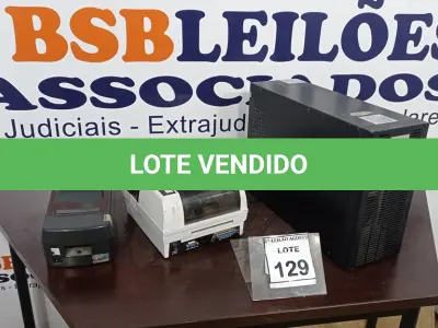 LOTE 129 - 02 IMPRESSORAS DE ETIQUETA E 01 NOBREAK MARCA SMS. (NO ESTADO) ATENÇÃO! FAZER A VISITAÇÃO ANTES DE ARREMATAR, NÃO SABEMOS SE FUNCIONA. LEILÃO NÃO TEM GARANTIA E NEM DEVOLUÇÃO, SUJEITO A POSSÍVEIS AVARIAS VISÍVEIS/OCULTAS E/OU AUSÊNCIA DE COMPONENTES.