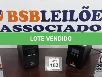 LOTE 183 - 02 NOBREAKS. (NO ESTADO) ATENÇÃO! FAZER A VISITAÇÃO ANTES DE ARREMATAR, NÃO SABEMOS SE FUNCIONA. LEILÃO NÃO TEM GARANTIA E NEM DEVOLUÇÃO, SUJEITO A POSSÍVEIS AVARIAS VISÍVEIS/OCULTAS E/OU AUSÊNCIA DE COMPONENTES.