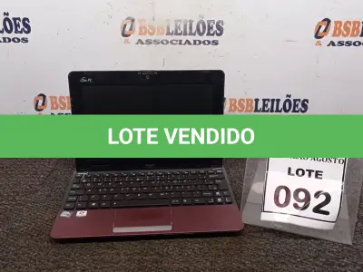 LOTE 092 - 01 NETEBOOK MARCA ASUS. (NO ESTADO) ATENÇÃO! FAZER A VISITAÇÃO ANTES DE ARREMATAR, NÃO SABEMOS SE FUNCIONA. LEILÃO NÃO TEM GARANTIA E NEM DEVOLUÇÃO, SUJEITO A POSSÍVEIS AVARIAS VISÍVEIS/OCULTAS E/OU AUSÊNCIA DE COMPONENTES.