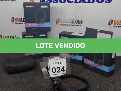 LOTE 024 - 04 HEADSET COM MICROFONE MARCA YEALINK. (NO ESTADO) ATENÇÃO! FAZER A VISITAÇÃO ANTES DE ARREMATAR, NÃO SABEMOS SE FUNCIONA. LEILÃO NÃO TEM GARANTIA E NEM DEVOLUÇÃO, SUJEITO A POSSÍVEIS AVARIAS VISÍVEIS/OCULTAS E/OU AUSÊNCIA DE COMPONENTES.