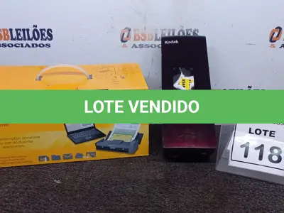LOTE 118 - 01 SCANER I940 MARCA KODAK. (NO ESTADO) ATENÇÃO! FAZER A VISITAÇÃO ANTES DE ARREMATAR, NÃO SABEMOS SE FUNCIONA. LEILÃO NÃO TEM GARANTIA E NEM DEVOLUÇÃO, SUJEITO A POSSÍVEIS AVARIAS VISÍVEIS/OCULTAS E/OU AUSÊNCIA DE COMPONENTES.