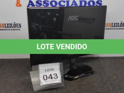 LOTE 043 - 01 MONITOR MARCA AOC. (NO ESTADO) ATENÇÃO! FAZER A VISITAÇÃO ANTES DE ARREMATAR, NÃO SABEMOS SE FUNCIONA. LEILÃO NÃO TEM GARANTIA E NEM DEVOLUÇÃO, SUJEITO A POSSÍVEIS AVARIAS VISÍVEIS/OCULTAS E/OU AUSÊNCIA DE COMPONENTES.