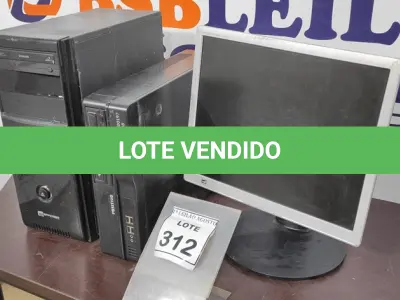 LOTE 312 - 02 CPU’S E 01 MONITOR. (NO ESTADO) ATENÇÃO! FAZER A VISITAÇÃO ANTES DE ARREMATAR, NÃO SABEMOS SE FUNCIONA, LEILÃO NÃO TEM GARANTIA E NEM DEVOLUÇÃO, SUJEITO A POSSÍVEIS AVARIAS VISÍVEIS/OCULTAS E/OU AUSÊNCIA DE COMPONENTES.