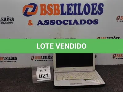 LOTE 021 - 01 NOTEBOOK MARCA ACER. (NO ESTADO) ATENÇÃO! FAZER A VISITAÇÃO ANTES DE ARREMATAR, NÃO SABEMOS SE FUNCIONA. LEILÃO NÃO TEM GARANTIA E NEM DEVOLUÇÃO, SUJEITO A POSSÍVEIS AVARIAS VISÍVEIS/OCULTAS E/OU AUSÊNCIA DE COMPONENTES.
