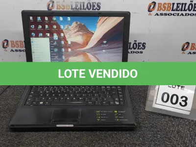 LOTE 003 - 01 NOTEBOOK MARCA CCE. (NO ESTADO) ATENÇÃO! FAZER A VISITAÇÃO ANTES DE ARREMATAR, NÃO SABEMOS SE FUNCIONA. LEILÃO NÃO TEM GARANTIA E NEM DEVOLUÇÃO, SUJEITO A POSSÍVEIS AVARIAS VISÍVEIS/OCULTAS E/OU AUSÊNCIA DE COMPONENTES.