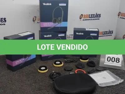 LOTE 008 - 04 HEADSET COM MICROFONE MARCA YEALINK. (NO ESTADO) ATENÇÃO! FAZER A VISITAÇÃO ANTES DE ARREMATAR, NÃO SABEMOS SE FUNCIONA. LEILÃO NÃO TEM GARANTIA E NEM DEVOLUÇÃO, SUJEITO A POSSÍVEIS AVARIAS VISÍVEIS/OCULTAS E/OU AUSÊNCIA DE COMPONENTES.