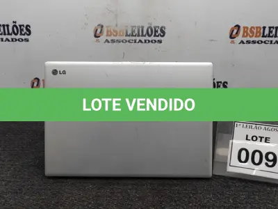 LOTE 009 - 01 NOTEBOOK MARCA LG. (NO ESTADO) ATENÇÃO! FAZER A VISITAÇÃO ANTES DE ARREMATAR, NÃO SABEMOS SE FUNCIONA. LEILÃO NÃO TEM GARANTIA E NEM DEVOLUÇÃO, SUJEITO A POSSÍVEIS AVARIAS VISÍVEIS/OCULTAS E/OU AUSÊNCIA DE COMPONENTES.
