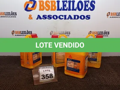 LOTE 358 - 04 GALÕES DE CHAPISCO PLUS DE 3,6LTS CADA MARCA SIKA. (NO ESTADO) ATENÇÃO! FAZER A VISITAÇÃO ANTES DE ARREMATAR, NÃO SABEMOS SE FUNCIONA, LEILÃO NÃO TEM GARANTIA E NEM DEVOLUÇÃO, SUJEITO A POSSÍVEIS AVARIAS VISÍVEIS/OCULTAS E/OU AUSÊNCIA DE COMPONENTES.