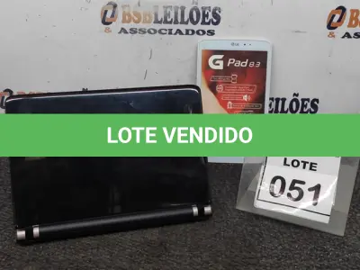 LOTE 051 - 01 TABLET MARCA LG E 01 NETBOOK MARCA MOOVE. (NO ESTADO) ATENÇÃO! FAZER A VISITAÇÃO ANTES DE ARREMATAR, NÃO SABEMOS SE FUNCIONA. LEILÃO NÃO TEM GARANTIA E NEM DEVOLUÇÃO, SUJEITO A POSSÍVEIS AVARIAS VISÍVEIS/OCULTAS E/OU AUSÊNCIA DE COMPONENTES.