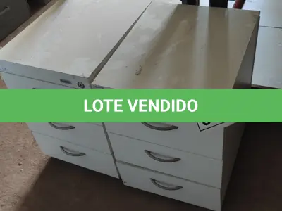 LOTE 340 - 02 GAVETEIROS COM 03 GAVETAS CADA. (NO ESTADO) ATENÇÃO! FAZER A VISITAÇÃO ANTES DE ARREMATAR, NÃO SABEMOS SE FUNCIONA, LEILÃO NÃO TEM GARANTIA E NEM DEVOLUÇÃO, SUJEITO A POSSÍVEIS AVARIAS VISÍVEIS/OCULTAS E/OU AUSÊNCIA DE COMPONENTES.