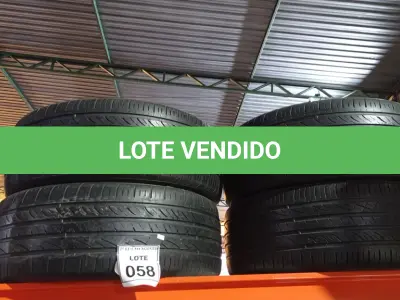 LOTE 058 - 04 PNEUS 235 50+- ARO 19. (NO ESTADO) ATENÇÃO! FAZER A VISITAÇÃO ANTES DE ARREMATAR, NÃO SABEMOS SE FUNCIONA, LEILÃO NÃO TEM GARANTIA E NEM DEVOLUÇÃO, SUJEITO A POSSÍVEIS AVARIAS VISÍVEIS/OCULTAS E/OU AUSÊNCIA DE COMPONENTES.