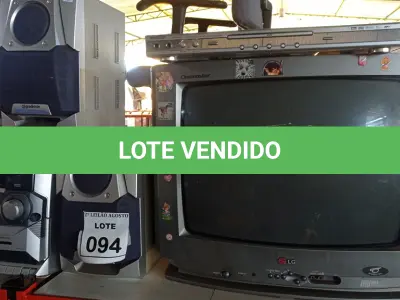 LOTE 094 - 01 TV DE TUBO MARCA LG , 01 MINISYSTEM COM 02 CAIXA E 01 APARELHO DE DVD MARCA FUJIKAWA. (NO ESTADO) ATENÇÃO! FAZER A VISITAÇÃO ANTES DE ARREMATAR, NÃO SABEMOS SE FUNCIONA, LEILÃO NÃO TEM GARANTIA E NEM DEVOLUÇÃO, SUJEITO A POSSÍVEIS AVARIAS VISÍVEIS/OCULTAS E/OU AUSÊNCIA DE COMPONENTES.