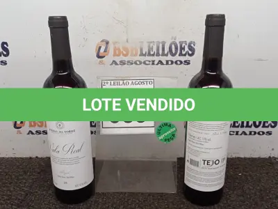 LOTE 039 - 02 GARRAFAS DE VINHO TINTO VALA REAL PORTUGUÊS SAFRA 2019 750ML. (NO ESTADO) ATENÇÃO! FAZER A VISITAÇÃO ANTES DE ARREMATAR, NÃO SABEMOS SE FUNCIONA, LEILÃO NÃO TEM GARANTIA E NEM DEVOLUÇÃO, SUJEITO A POSSÍVEIS AVARIAS VISÍVEIS/OCULTAS E/OU AUSÊNCIA DE COMPONENTES.