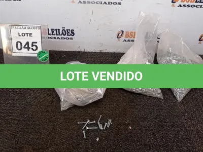 LOTE 045 - 01 LOTE COM PARAFUSOS DIVERSOS. (NO ESTADO) ATENÇÃO! FAZER A VISITAÇÃO ANTES DE ARREMATAR, NÃO SABEMOS SE FUNCIONA, LEILÃO NÃO TEM GARANTIA E NEM DEVOLUÇÃO, SUJEITO A POSSÍVEIS AVARIAS VISÍVEIS/OCULTAS E/OU AUSÊNCIA DE COMPONENTES.