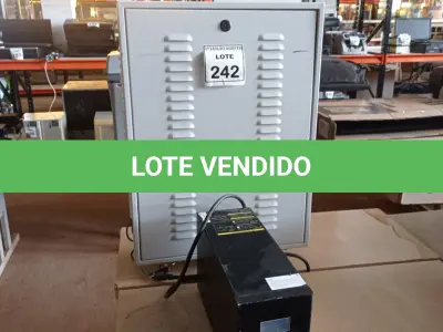 LOTE 242 - 01 NOBREAK MARCA LACERDA E UM BANCO DE BATERIAS COM 06 BATERIAS. (NO ESTADO) ATENÇÃO! FAZER A VISITAÇÃO ANTES DE ARREMATAR, NÃO SABEMOS SE FUNCIONA, LEILÃO NÃO TEM GARANTIA E NEM DEVOLUÇÃO, SUJEITO A POSSÍVEIS AVARIAS VISÍVEIS/OCULTAS E/OU AUSÊNCIA DE COMPONENTES.