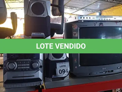 LOTE 094 - 01 TV DE TUBO MARCA LG , 01 MINISYSTEM COM 02 CAIXA E 01 APARELHO DE DVD MARCA FUJIKAWA. (NO ESTADO) ATENÇÃO! FAZER A VISITAÇÃO ANTES DE ARREMATAR, NÃO SABEMOS SE FUNCIONA, LEILÃO NÃO TEM GARANTIA E NEM DEVOLUÇÃO, SUJEITO A POSSÍVEIS AVARIAS VISÍVEIS/OCULTAS E/OU AUSÊNCIA DE COMPONENTES.