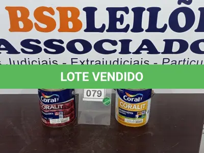 LOTE 079 - 02 LATAS DE TINTAS MARCA COLORAL PARA ESMALTE SINTÉTICO, MADEIRA E METAL NAS CORES ACETINADO E BRILHANTE COM 3,2L CADA.  (NO ESTADO) ATENÇÃO! FAZER A VISITAÇÃO ANTES DE ARREMATAR, NÃO SABEMOS SE FUNCIONA, LEILÃO NÃO TEM GARANTIA E NEM DEVOLUÇÃO, SUJEITO A POSSÍVEIS AVARIAS VISÍVEIS/OCULTAS E/OU AUSÊNCIA DE COMPONENTES.