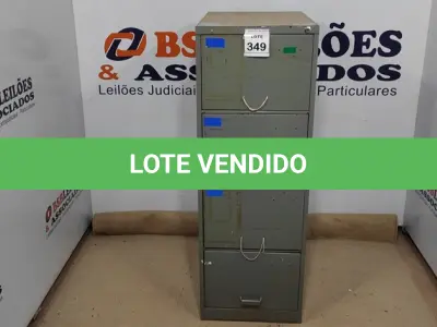LOTE 349 - 01 ARQUIVO DE AÇO COM 04 GAVETAS. (NO ESTADO) ATENÇÃO! FAZER A VISITAÇÃO ANTES DE ARREMATAR, NÃO SABEMOS SE FUNCIONA, LEILÃO NÃO TEM GARANTIA E NEM DEVOLUÇÃO, SUJEITO A POSSÍVEIS AVARIAS VISÍVEIS/OCULTAS E/OU AUSÊNCIA DE COMPONENTES.