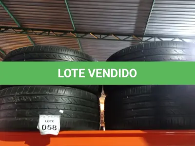 LOTE 058 - 04 PNEUS 235 50+- ARO 19. (NO ESTADO) ATENÇÃO! FAZER A VISITAÇÃO ANTES DE ARREMATAR, NÃO SABEMOS SE FUNCIONA, LEILÃO NÃO TEM GARANTIA E NEM DEVOLUÇÃO, SUJEITO A POSSÍVEIS AVARIAS VISÍVEIS/OCULTAS E/OU AUSÊNCIA DE COMPONENTES.