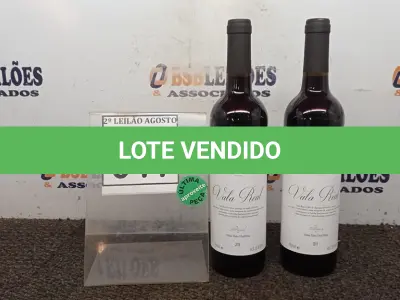 LOTE 041 - 02 GARRAFAS DE VINHO TINTO VALA REAL PORTUGUÊS SAFRA 2019 750ML. (NO ESTADO) ATENÇÃO! FAZER A VISITAÇÃO ANTES DE ARREMATAR, NÃO SABEMOS SE FUNCIONA, LEILÃO NÃO TEM GARANTIA E NEM DEVOLUÇÃO, SUJEITO A POSSÍVEIS AVARIAS VISÍVEIS/OCULTAS E/OU AUSÊNCIA DE COMPONENTES.