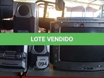 LOTE 094 - 01 TV DE TUBO MARCA LG , 01 MINISYSTEM COM 02 CAIXA E 01 APARELHO DE DVD MARCA FUJIKAWA. (NO ESTADO) ATENÇÃO! FAZER A VISITAÇÃO ANTES DE ARREMATAR, NÃO SABEMOS SE FUNCIONA, LEILÃO NÃO TEM GARANTIA E NEM DEVOLUÇÃO, SUJEITO A POSSÍVEIS AVARIAS VISÍVEIS/OCULTAS E/OU AUSÊNCIA DE COMPONENTES.