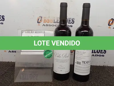 LOTE 041 - 02 GARRAFAS DE VINHO TINTO VALA REAL PORTUGUÊS SAFRA 2019 750ML. (NO ESTADO) ATENÇÃO! FAZER A VISITAÇÃO ANTES DE ARREMATAR, NÃO SABEMOS SE FUNCIONA, LEILÃO NÃO TEM GARANTIA E NEM DEVOLUÇÃO, SUJEITO A POSSÍVEIS AVARIAS VISÍVEIS/OCULTAS E/OU AUSÊNCIA DE COMPONENTES.