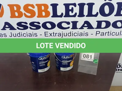 LOTE 081 - 02 TINTAS PARA INTERIORES COR AMARELO SOL E AREIA 3,6L MARCA QUALITEX. (NO ESTADO) ATENÇÃO! FAZER A VISITAÇÃO ANTES DE ARREMATAR, NÃO SABEMOS SE FUNCIONA. LEILÃO NÃO TEM GARANTIA E NEM DEVOLUÇÃO, SUJEITO A POSSÍVEIS AVARIAS VISÍVEIS/OCULTAS E/OU AUSÊNCIA DE COMPONENTES.