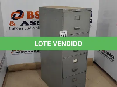 LOTE 343 - 01 ARQUIVO DE AÇO COM 04 GAVETAS. (NO ESTADO) ATENÇÃO! FAZER A VISITAÇÃO ANTES DE ARREMATAR, NÃO SABEMOS SE FUNCIONA, LEILÃO NÃO TEM GARANTIA E NEM DEVOLUÇÃO, SUJEITO A POSSÍVEIS AVARIAS VISÍVEIS/OCULTAS E/OU AUSÊNCIA DE COMPONENTES.