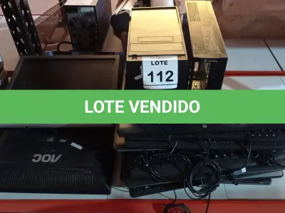 LOTE 112 - 05 MONITORES LCD, 10 TECLADOS DE PC E 02 GABINETES. (NO ESTADO) ATENÇÃO! FAZER A VISITAÇÃO ANTES DE ARREMATAR, NÃO SABEMOS SE FUNCIONA. LEILÃO NÃO TEM GARANTIA E NEM DEVOLUÇÃO, SUJEITO A POSSÍVEIS AVARIAS VISÍVEIS/OCULTAS E/OU AUSÊNCIA DE COMPONENTES.