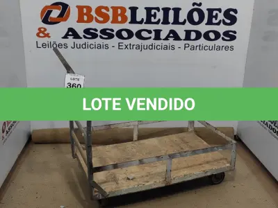 LOTE 360 - 01 CARRINHO DE TRANSPORTES DE CARGAS. (NO ESTADO) ATENÇÃO! FAZER A VISITAÇÃO ANTES DE ARREMATAR, NÃO SABEMOS SE FUNCIONA, LEILÃO NÃO TEM GARANTIA E NEM DEVOLUÇÃO, SUJEITO A POSSÍVEIS AVARIAS VISÍVEIS/OCULTAS E/OU AUSÊNCIA DE COMPONENTES.