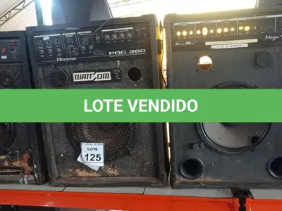 LOTE 125 - 04 CAIXAS DE SOM AMPLIFICADORA PARA RETIRADA DE PEÇAS. (NO ESTADO) ATENÇÃO! FAZER A VISITAÇÃO ANTES DE ARREMATAR, NÃO SABEMOS SE FUNCIONA. LEILÃO NÃO TEM GARANTIA E NEM DEVOLUÇÃO, SUJEITO A POSSÍVEIS AVARIAS VISÍVEIS/OCULTAS E/OU AUSÊNCIA DE COMPONENTES.
