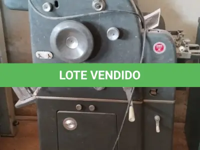 LOTE 456 - 01 MÁQUINA IMPRESSORA OFFSET. (NO ESTADO) ATENÇÃO! FAZER A VISITAÇÃO ANTES DE ARREMATAR, NÃO SABEMOS SE FUNCIONA, LEILÃO NÃO TEM GARANTIA E NEM DEVOLUÇÃO, SUJEITO A POSSÍVEIS AVARIAS VISÍVEIS/OCULTAS E/OU AUSÊNCIA DE COMPONENTES.