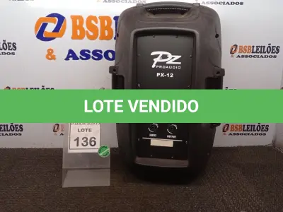 LOTE 136 - 01 CAIXA DE SOM PASSIVA PX-12. (NO ESTADO) ATENÇÃO! FAZER A VISITAÇÃO ANTES DE ARREMATAR, NÃO SABEMOS SE FUNCIONA. LEILÃO NÃO TEM GARANTIA E NEM DEVOLUÇÃO, SUJEITO A POSSÍVEIS AVARIAS VISÍVEIS/OCULTAS E/OU AUSÊNCIA DE COMPONENTES.