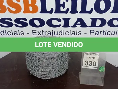 LOTE 330 - 01 ROLO DE ARAME FARPADO 500M. (NO ESTADO) ATENÇÃO! FAZER A VISITAÇÃO ANTES DE ARREMATAR, NÃO SABEMOS SE FUNCIONA. LEILÃO NÃO TEM GARANTIA E NEM DEVOLUÇÃO, SUJEITO A POSSÍVEIS AVARIAS VISÍVEIS/OCULTAS E/OU AUSÊNCIA DE COMPONENTES.