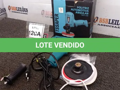LOTE 120 - 01 POLITRIZ AUTOMOTIVA ANGULAR 700W 6VELOCIDADES 600-4000RPM 220V COM PUNHO, CHAVE, DISCO E BOINA DE LÃ. (NO ESTADO) ATENÇÃO! FAZER A VISITAÇÃO ANTES DE ARREMATAR, NÃO SABEMOS SE FUNCIONA. LEILÃO NÃO TEM GARANTIA E NEM DEVOLUÇÃO, SUJEITO A POSSÍVEIS AVARIAS VISÍVEIS/OCULTAS E/OU AUSÊNCIA DE COMPONENTES.