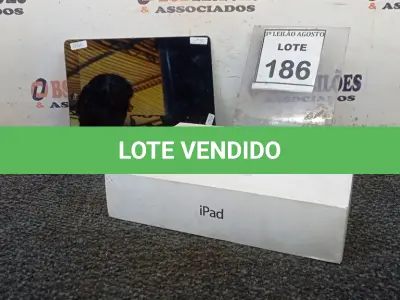 LOTE 186 - 01 IPAD. (NO ESTADO) ATENÇÃO! FAZER A VISITAÇÃO ANTES DE ARREMATAR, NÃO SABEMOS SE FUNCIONA, LEILÃO NÃO TEM GARANTIA E NEM DEVOLUÇÃO, SUJEITO A POSSÍVEIS AVARIAS VISÍVEIS/OCULTAS E/OU AUSÊNCIA DE COMPONENTES.