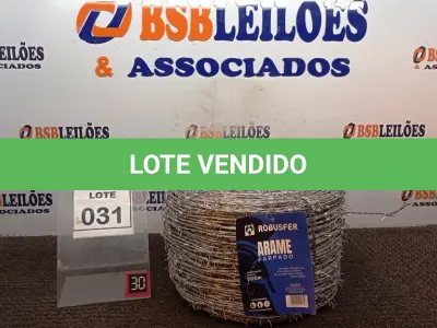 LOTE 031 - 01 ROLO DE ARAME FARPADO COM 500M. (NO ESTADO) ATENÇÃO! FAZER A VISITAÇÃO ANTES DE ARREMATAR, NÃO SABEMOS SE FUNCIONA, LEILÃO NÃO TEM GARANTIA E NEM DEVOLUÇÃO, SUJEITO A POSSÍVEIS AVARIAS VISÍVEIS/OCULTAS E/OU AUSÊNCIA DE COMPONENTES.