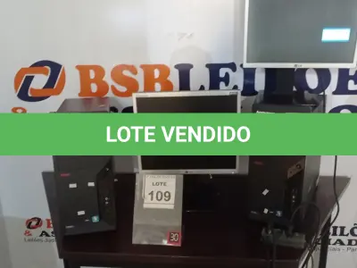 LOTE 109 - 02 CPU MARCA LENOVO E 02 MONITORES MARCA LG. (NO ESTADO) ATENÇÃO! FAZER A VISITAÇÃO ANTES DE ARREMATAR, NÃO SABEMOS SE FUNCIONA, LEILÃO NÃO TEM GARANTIA E NEM DEVOLUÇÃO, SUJEITO A POSSÍVEIS AVARIAS VISÍVEIS/OCULTAS E/OU AUSÊNCIA DE COMPONENTES.