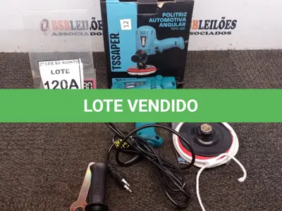 LOTE 120 - 01 POLITRIZ AUTOMOTIVA ANGULAR 700W 6VELOCIDADES 600-4000RPM 220V COM PUNHO, CHAVE, DISCO E BOINA DE LÃ. (NO ESTADO) ATENÇÃO! FAZER A VISITAÇÃO ANTES DE ARREMATAR, NÃO SABEMOS SE FUNCIONA. LEILÃO NÃO TEM GARANTIA E NEM DEVOLUÇÃO, SUJEITO A POSSÍVEIS AVARIAS VISÍVEIS/OCULTAS E/OU AUSÊNCIA DE COMPONENTES.