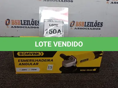 LOTE 150 - 01 ESMERILHADEIRA ANGULAR 220V 710W  ACESSÓRIOS 1CHAVE 1PROTETOR 01 MANOPLA (NO ESTADO) ATENÇÃO! FAZER A VISITAÇÃO ANTES DE ARREMATAR, NÃO SABEMOS SE FUNCIONA. LEILÃO NÃO TEM GARANTIA E NEM DEVOLUÇÃO, SUJEITO A POSSÍVEIS AVARIAS VISÍVEIS/OCULTAS E/OU AUSÊNCIA DE COMPONENTES.