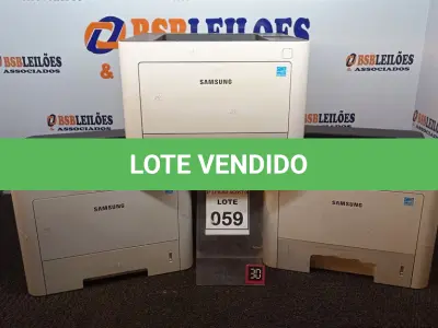 LOTE 059 - 03 IMPRESSORAS MARCA SAMSUNG. (NO ESTADO) ATENÇÃO! FAZER A VISITAÇÃO ANTES DE ARREMATAR, NÃO SABEMOS SE FUNCIONA, LEILÃO NÃO TEM GARANTIA E NEM DEVOLUÇÃO, SUJEITO A POSSÍVEIS AVARIAS VISÍVEIS/OCULTAS E/OU AUSÊNCIA DE COMPONENTES.
