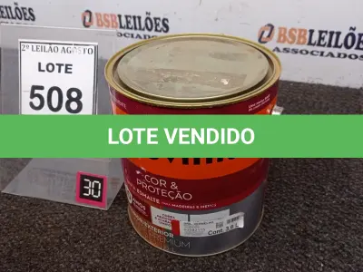 LOTE 508 - 01 LATA DE TINTA MARCA SUVINIL ESMALTE BRILHANTE NA COR VERMELHO 3.6L. (NOVO) (NO ESTADO) ATENÇÃO! FAZER A VISITAÇÃO ANTES DE ARREMATAR, NÃO SABEMOS SE FUNCIONA. LEILÃO NÃO TEM GARANTIA E NEM DEVOLUÇÃO, SUJEITO A POSSÍVEIS AVARIAS VISÍVEIS/OCULTAS E/OU AUSÊNCIA DE COMPONENTES.