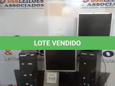 LOTE 109 - 02 CPU MARCA LENOVO E 02 MONITORES MARCA LG. (NO ESTADO) ATENÇÃO! FAZER A VISITAÇÃO ANTES DE ARREMATAR, NÃO SABEMOS SE FUNCIONA, LEILÃO NÃO TEM GARANTIA E NEM DEVOLUÇÃO, SUJEITO A POSSÍVEIS AVARIAS VISÍVEIS/OCULTAS E/OU AUSÊNCIA DE COMPONENTES.