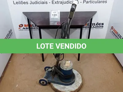 LOTE 120 - 01 ENCERADEIRA ELÉTRICA. (NO ESTADO) ATENÇÃO! FAZER A VISITAÇÃO ANTES DE ARREMATAR, NÃO SABEMOS SE FUNCIONA, LEILÃO NÃO TEM GARANTIA E NEM DEVOLUÇÃO, SUJEITO A POSSÍVEIS AVARIAS VISÍVEIS/OCULTAS E/OU AUSÊNCIA DE COMPONENTES.