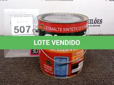 LOTE 507 - 01 LATA DE ESMALTE SINTÉTICO COM 3,6L NA COR BRILHANTE VERDE PRIMAVERA MARCA GLASURIT. (NO ESTADO) ATENÇÃO! FAZER A VISITAÇÃO ANTES DE ARREMATAR, NÃO SABEMOS SE FUNCIONA, LEILÃO NÃO TEM GARANTIA E NEM DEVOLUÇÃO, SUJEITO A POSSÍVEIS AVARIAS VISÍVEIS/OCULTAS E/OU AUSÊNCIA DE COMPONENTES.